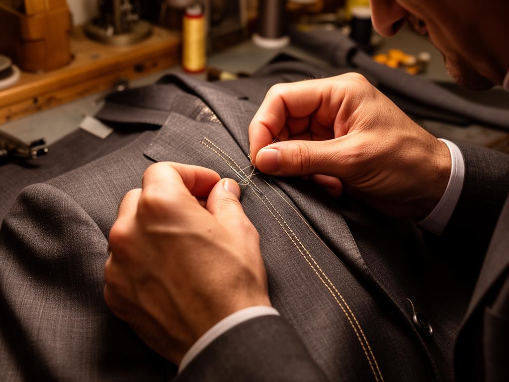 Couture à la main d'un costume Smalto